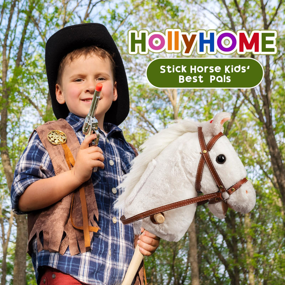 HollyHOME stick horse plush wheels highlight durable wooden wheels for mobility