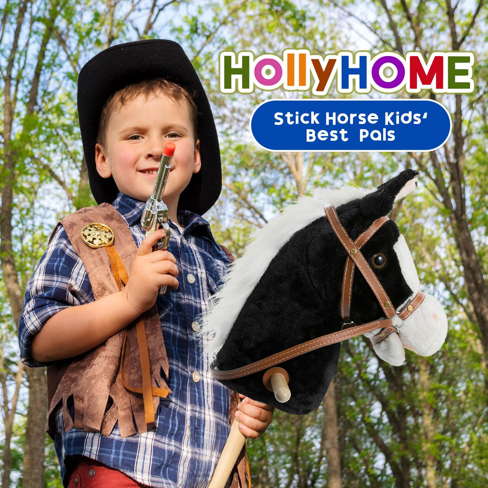 HollyHOME stick horse plush wheels enable smooth indoor and outdoor rolling.