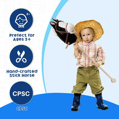 HollyHOME stick horse plush wooden stick provides sturdy support during play.