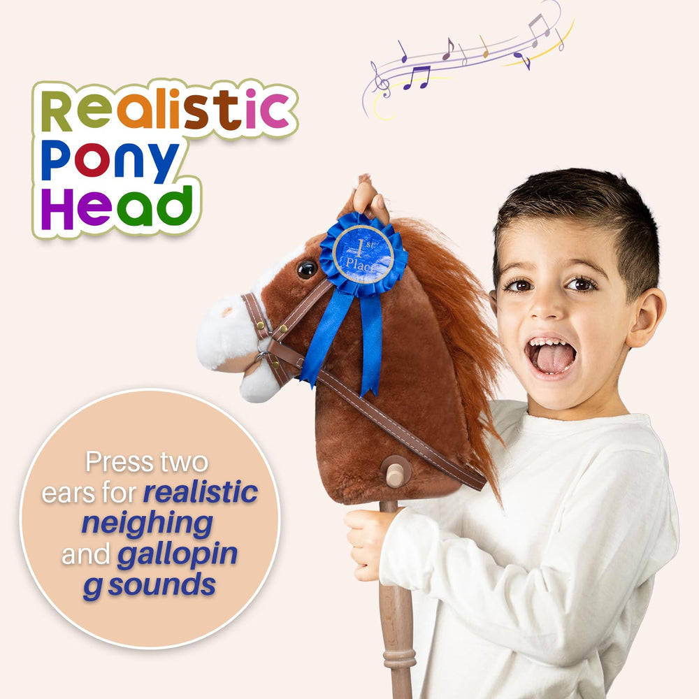 HollyHOME stick horse wooden stick with wheels, ideal for balance-building play.