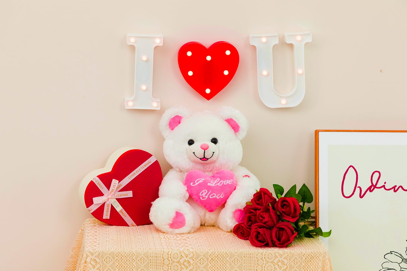 HollyHOME I Love You blush LED bear, adds a sweet nightly message