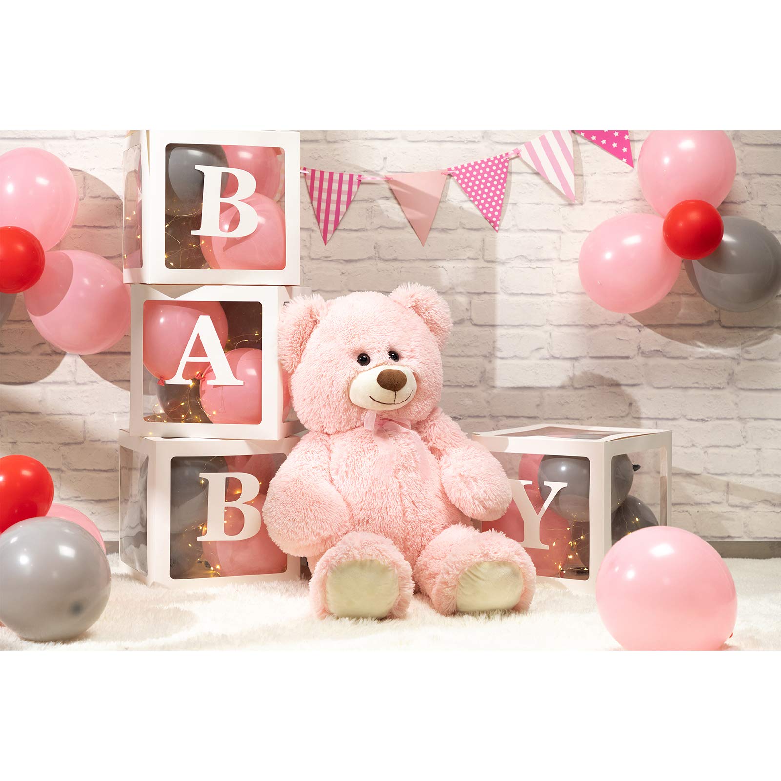 HollyHOME pink teddy bear plush fabric close-up highlights soft texture