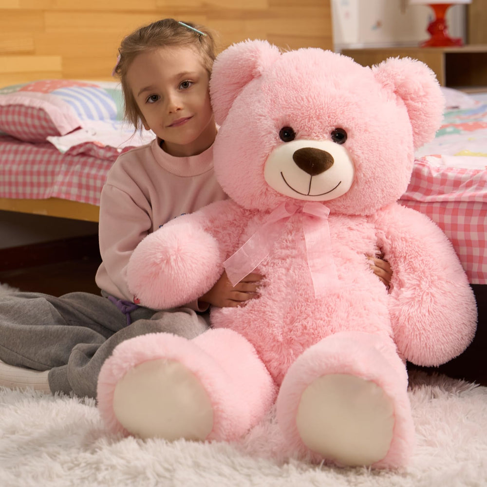 HollyHOME pink teddy bear ribbon bow detail adds charming flair