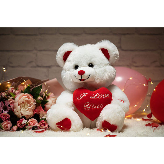 HollyHOME Teddy Bear says I Love You with blush details for a sweet moment