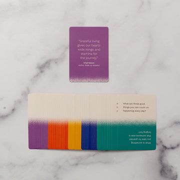 Holstee Gratitude Cards in-use: beautifully designed prompts spark mindful discussions and journaling.
