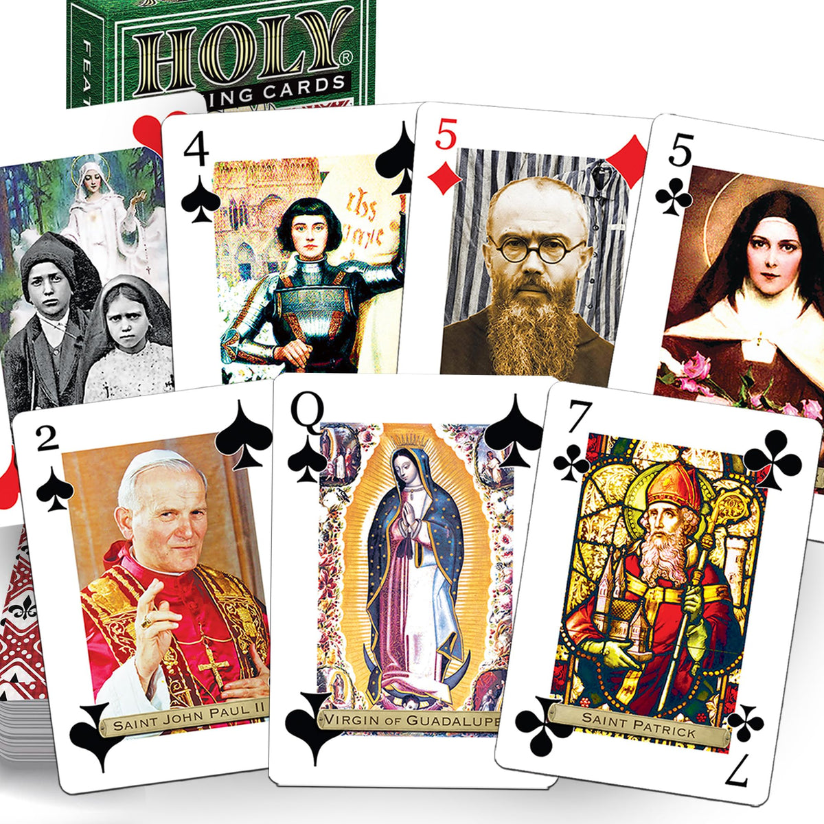Holy Playing Cards Saints Edition 55-card deck with vibrant saints for faith-filled game nights.