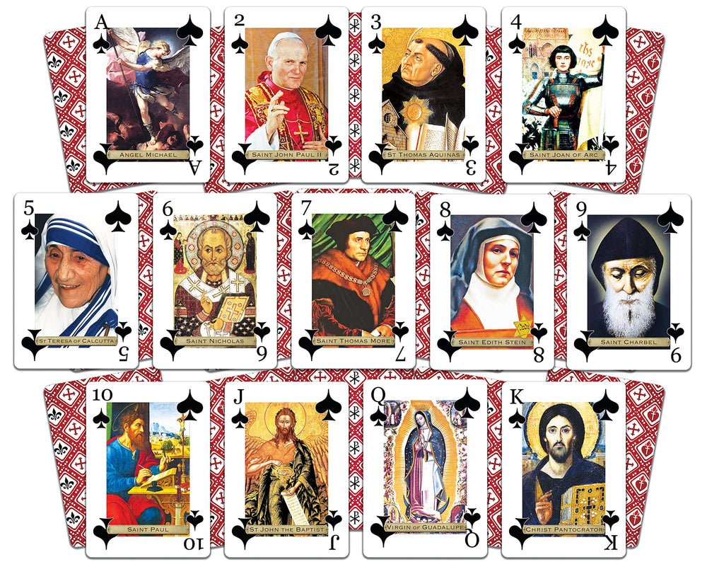 Holy Playing Cards Saints Edition Holy Spirit wilds add exciting twists to play.