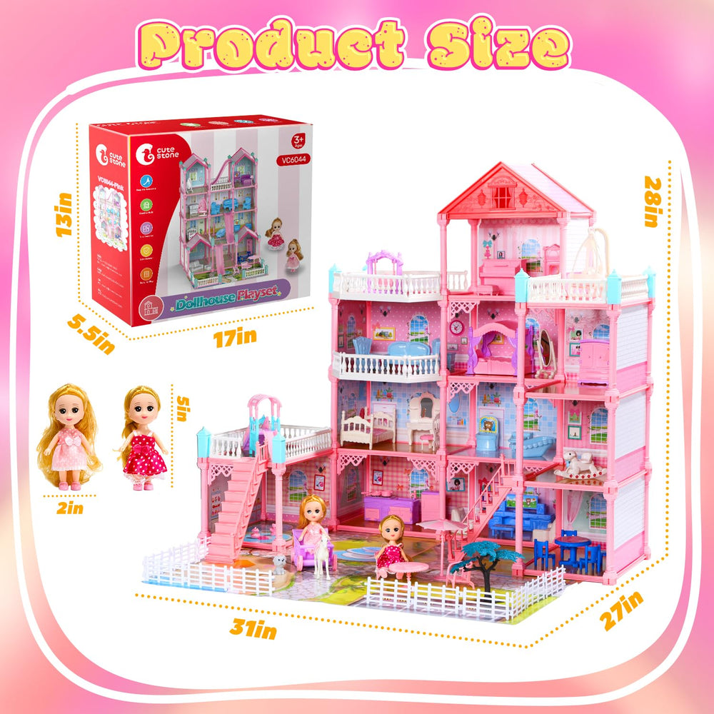 HOLYFUN dollhouse with living and dining rooms inspires everyday role-play scenarios.