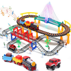 HOLYFUN electric train set front view with loops for immersive play.