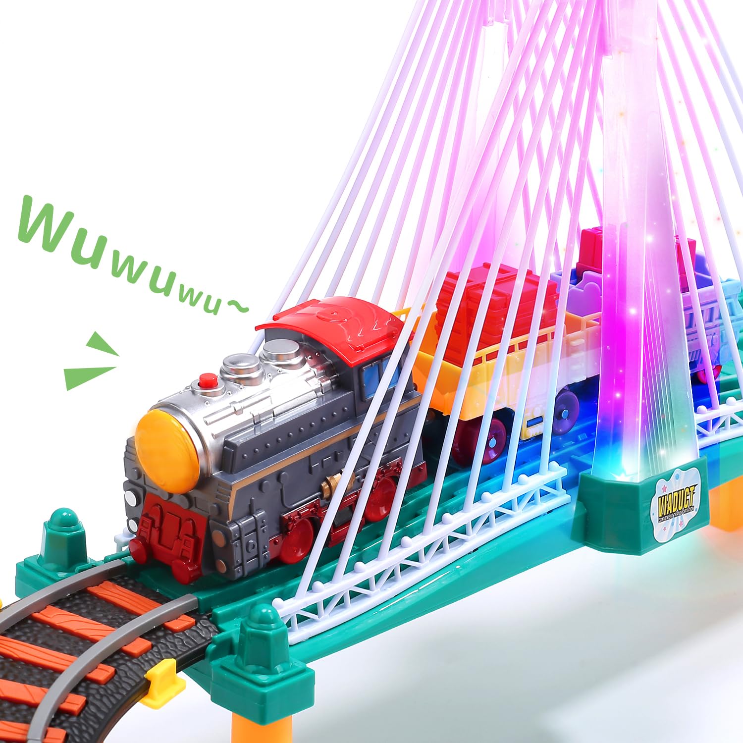 HOLYFUN illuminated bridge with lights for realistic scenery and engagement.