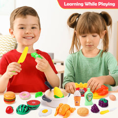 HOLYFUN velcro-cut fruit emphasizing safe cutting and imaginative cooking play.