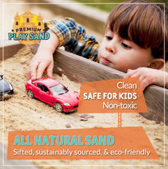 Pouring Home and Country USA Play Sand demonstrates smooth flow and simple cleanup.