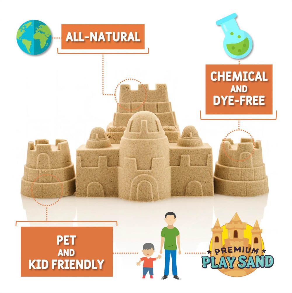 Home and Country USA Play Sand in an outdoor shade setup for versatile use.