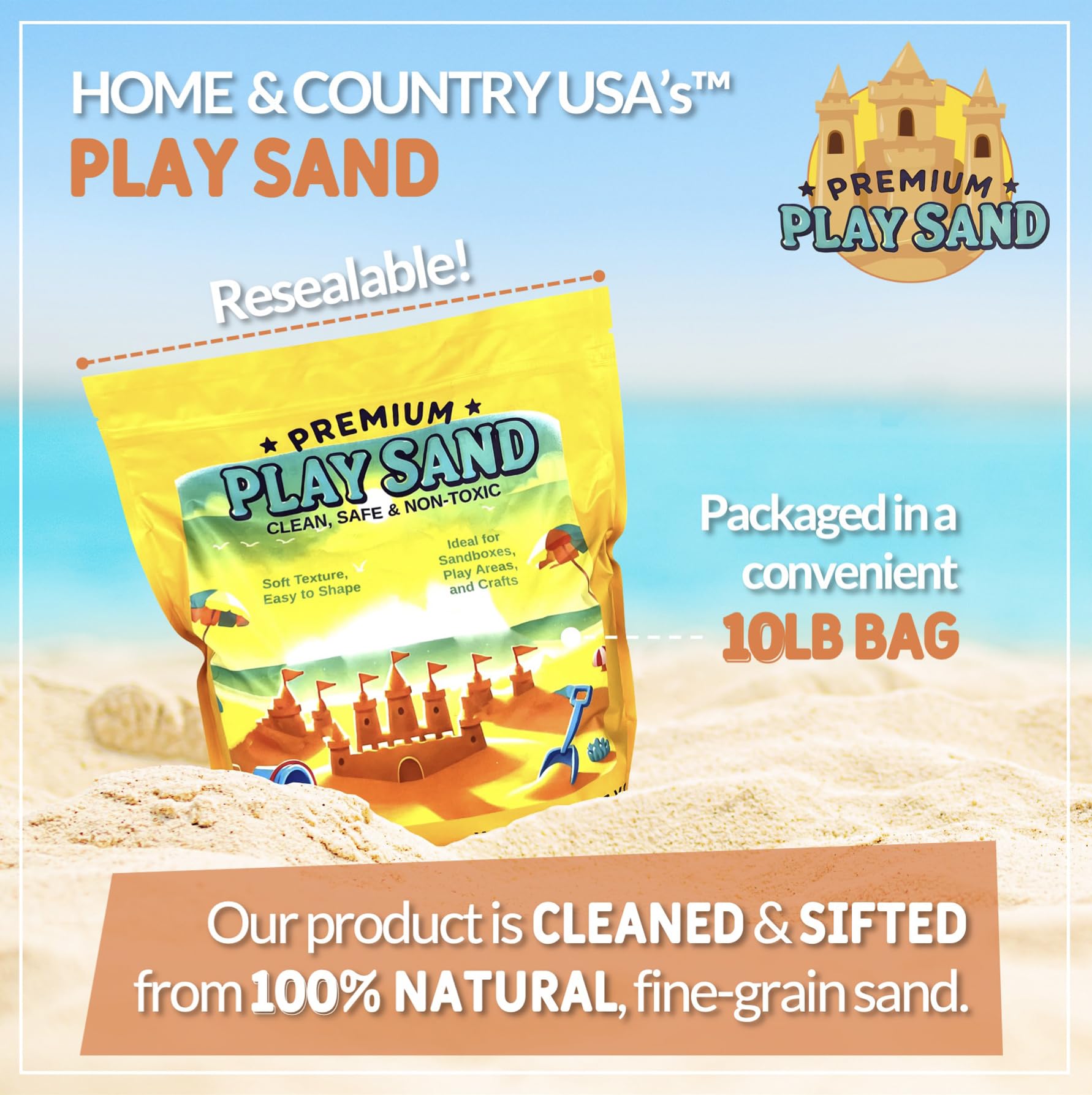 Kids in a sandbox playing with Home and Country USA Play Sand for creative building.