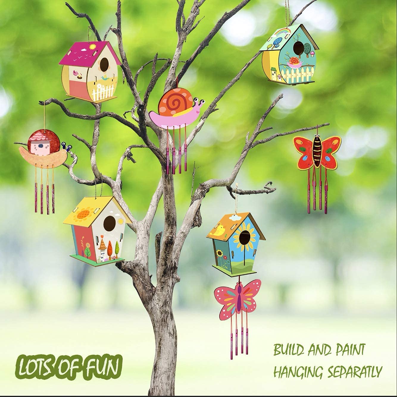 Home Composer decorative bird houses create flexible indoor or outdoor display.