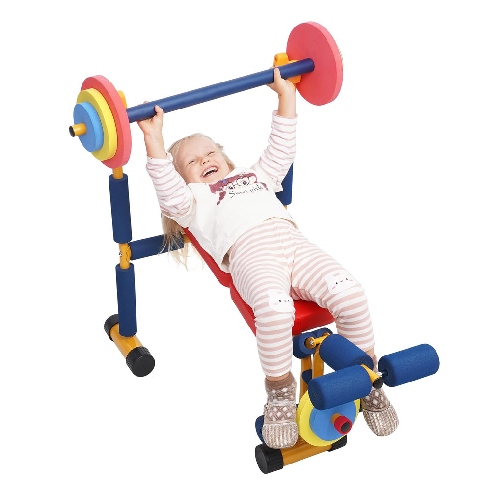 Home-Man kids weight bench frame with sturdy steel for safe indoor play