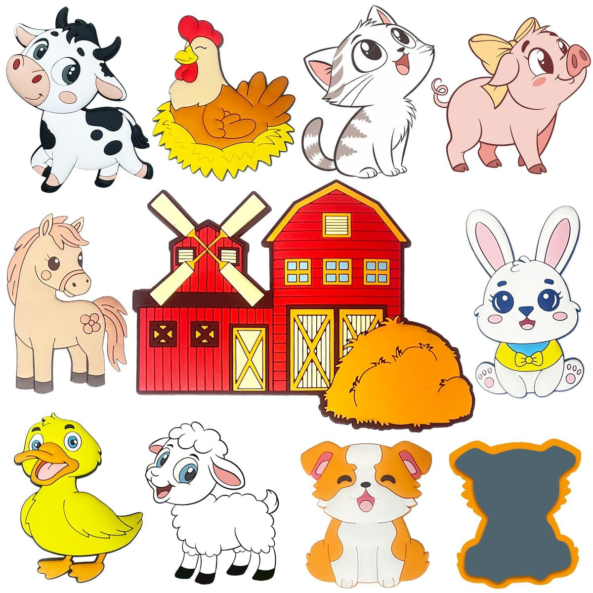HOMEDISIAC farm animal fridge magnets set of 9 with a big house promotes imaginative play.