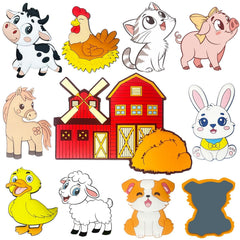 HOMEDISIAC farm animal fridge magnets set of 9 with a big house promotes imaginative play.
