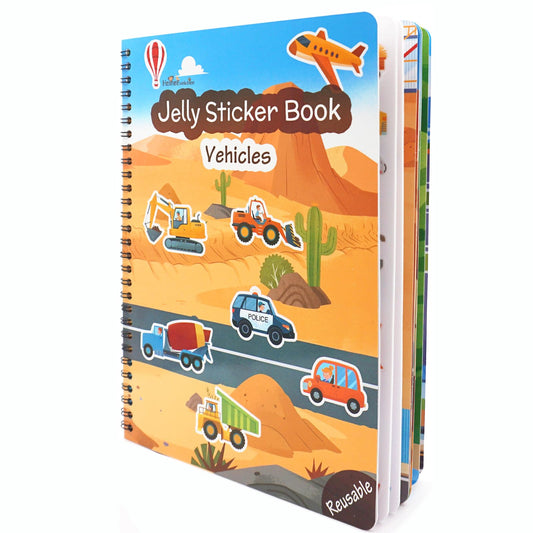 HomeEvolution reusable sticker book cover with vehicles and construction themes for quiet play