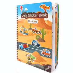 HomeEvolution reusable sticker book cover with vehicles and construction themes for quiet play