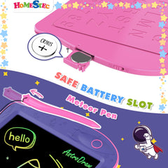 HOMESTEC Astrodraw rocket-button close-up showing simple erasing feature.