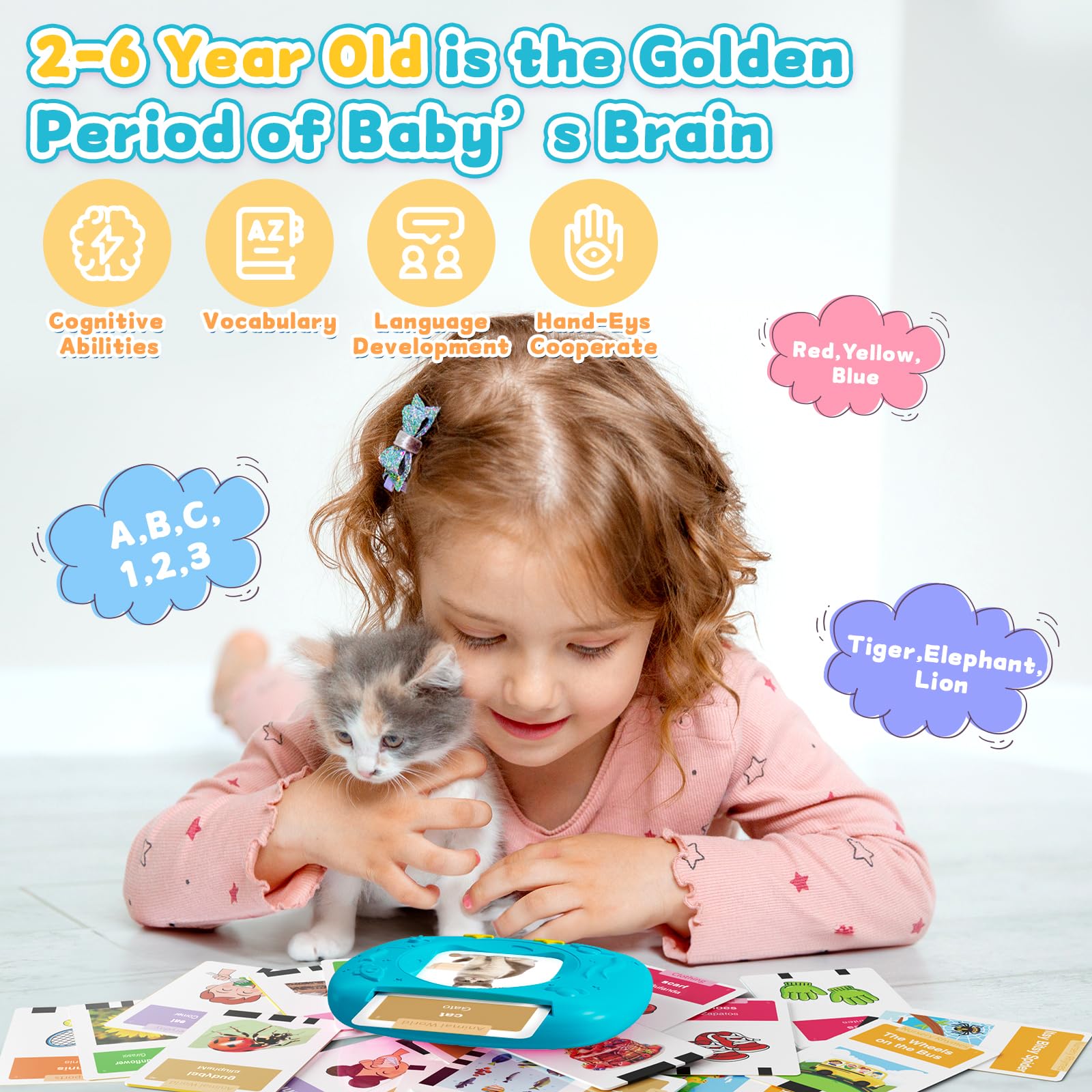 HOMESTEC flash cards with clear pronunciation aid bilingual speech practice for kids.