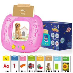 HOMESTEC Toddlers flash cards English Spanish words with vivid visuals to build bilingual vocabulary.