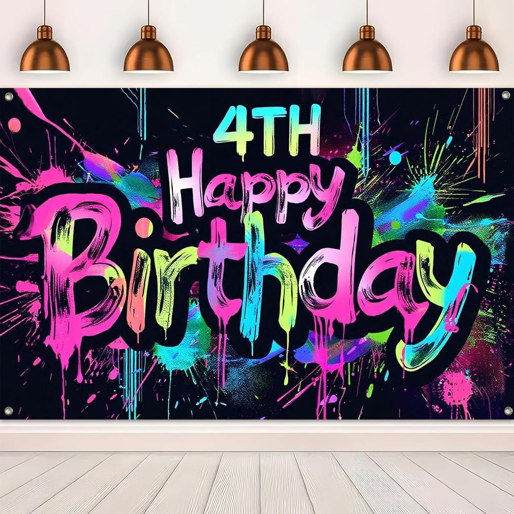 HOMETITUTE Neon 4th banner glows softly in the dark for magical moments