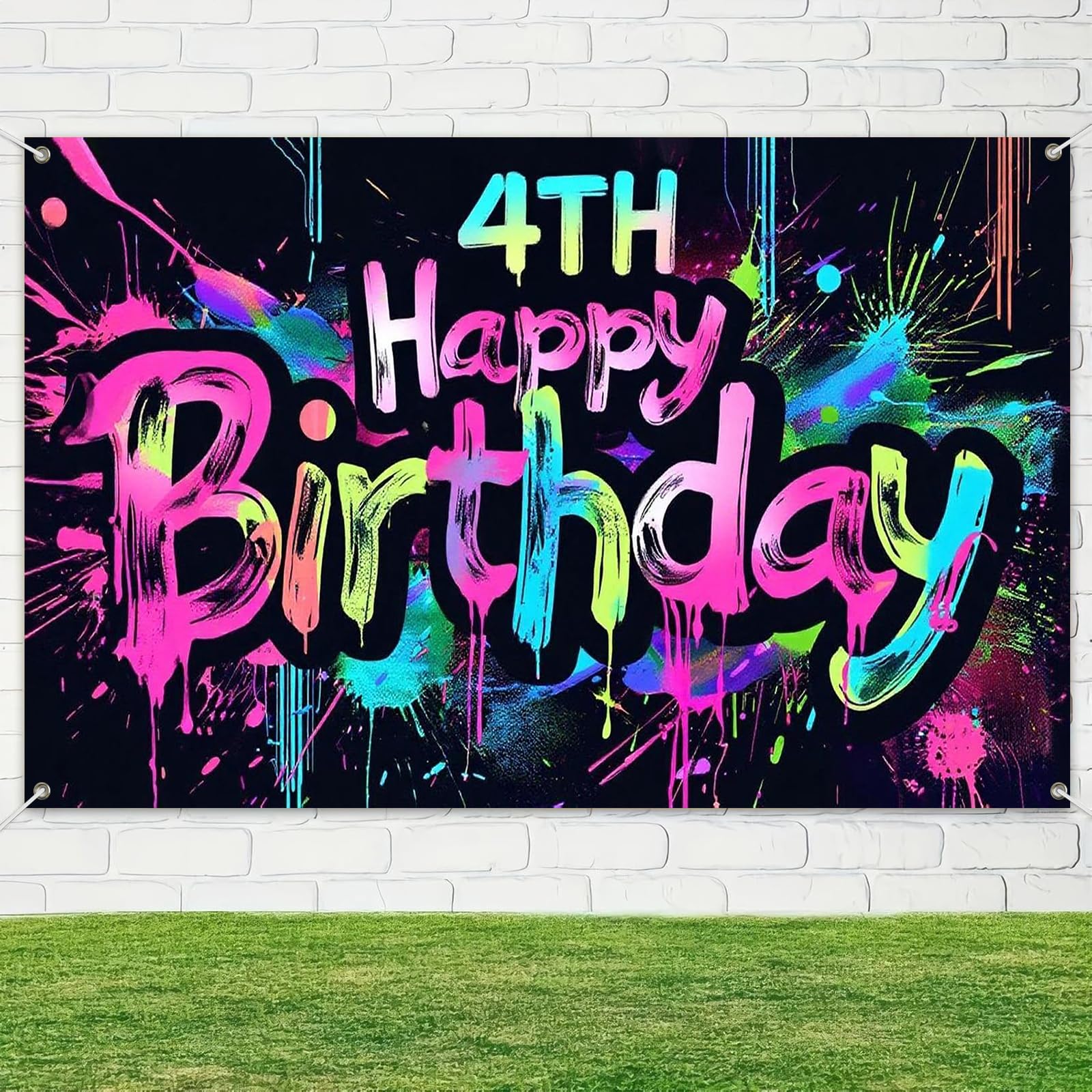 HOMETITUTE Neon 4th banner in soft polyester texture for a durable backdrop
