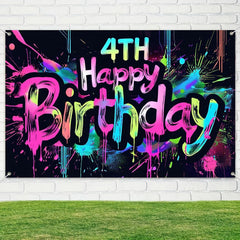 HOMETITUTE Neon 4th banner in soft polyester texture for a durable backdrop