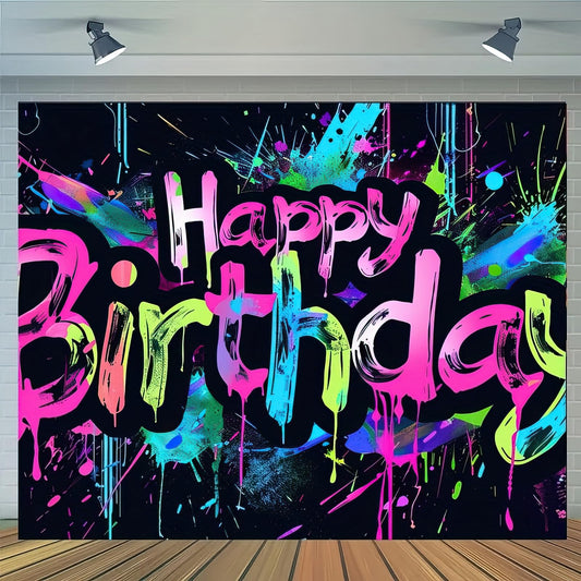 HOMETITUTE Neon Happy Birthday Banner with bold color for festive birthday celebrations