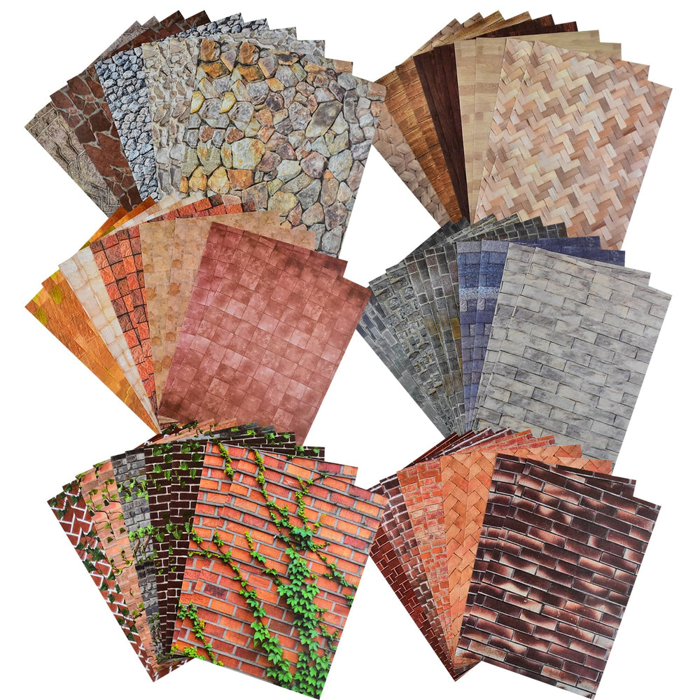 HOMICO dollhouse brick-wall sticker close-up showing realistic texture for cozy mini rooms