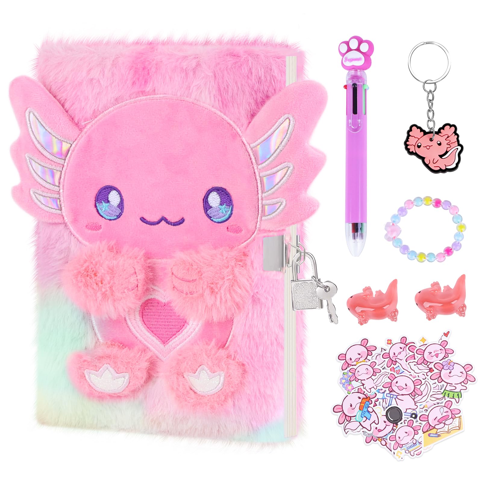 Homicozy axolotl diary cover with plush texture for gentle journaling.