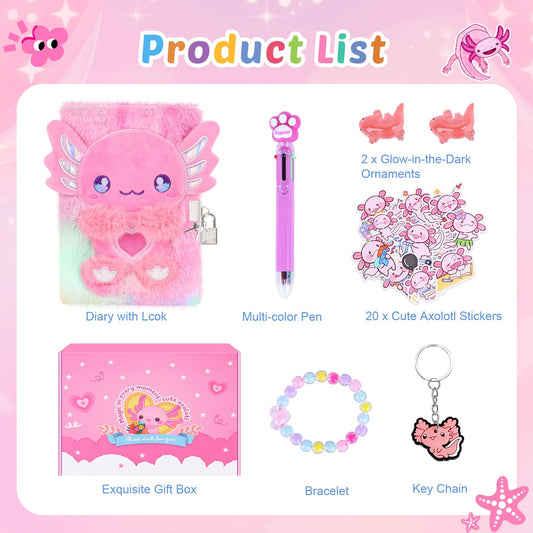 Homicozy axolotl diary lock with keys for private notes.