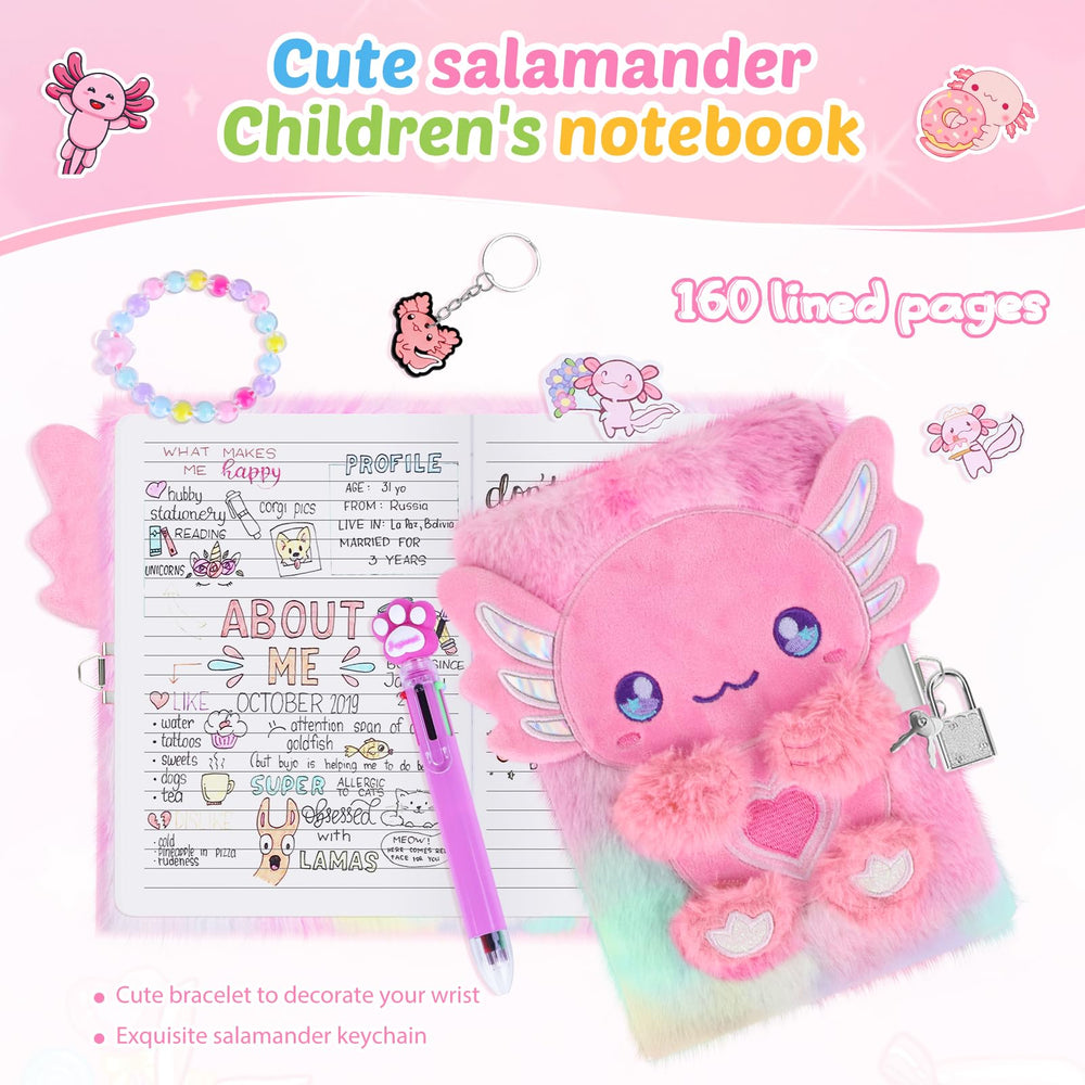 Homicozy axolotl diary pen set for vibrant, colorful note-taking.