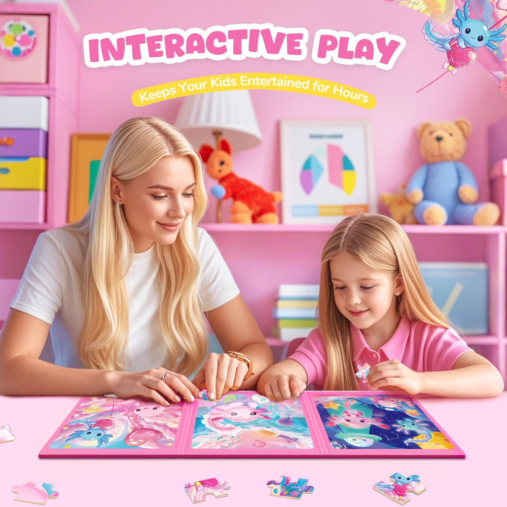 Homicozy axolotl magnetic puzzles magnets secure pieces for mess-free play