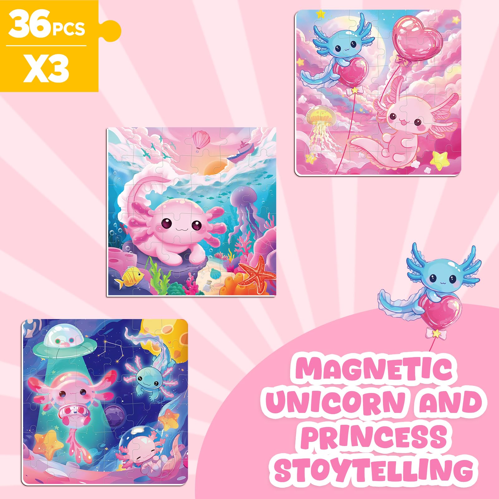 Homicozy axolotl magnetic puzzles ideal travel activity for busy families