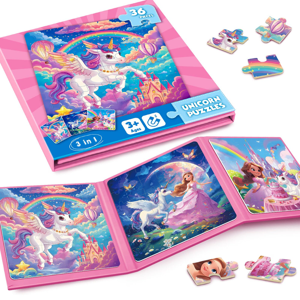 Homicozy magnetic puzzles unicorn-princess-36-piece book sparks imaginative play for little girls