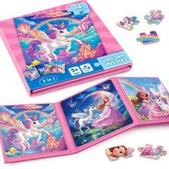 Homicozy magnetic puzzles unicorn-princess-36-piece book sparks imaginative play for little girls