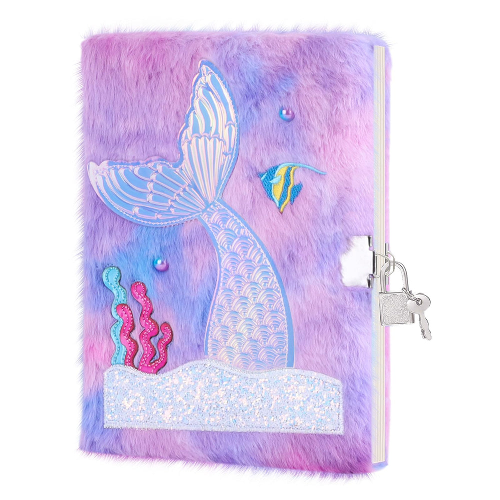 Homicozy Mermaid Diary cover detail with mermaid tail and holographic accents for imaginative gifting