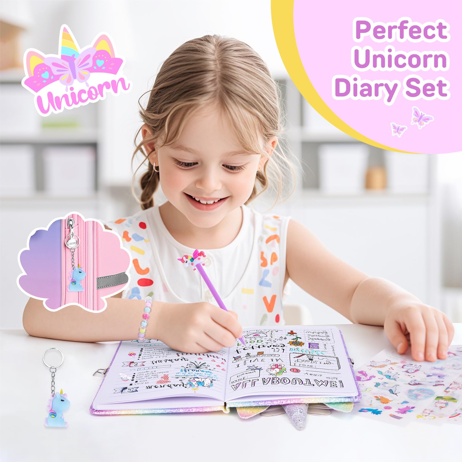 Homicozy unicorn diary contains 160 smooth, thick pages for writing and drawing.