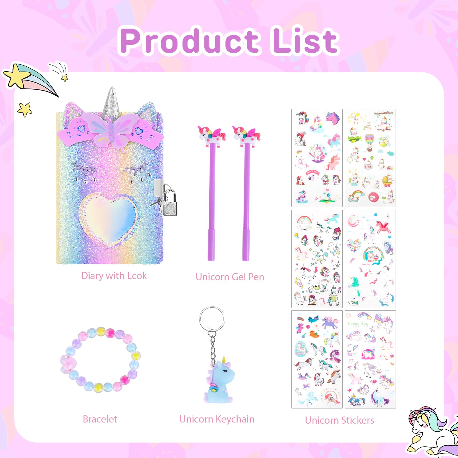 Homicozy unicorn diary cover embroidery and sequins add tactile charm.