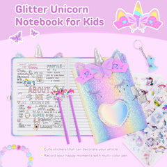 Homicozy unicorn diary features a sturdy metal lock and two keys.