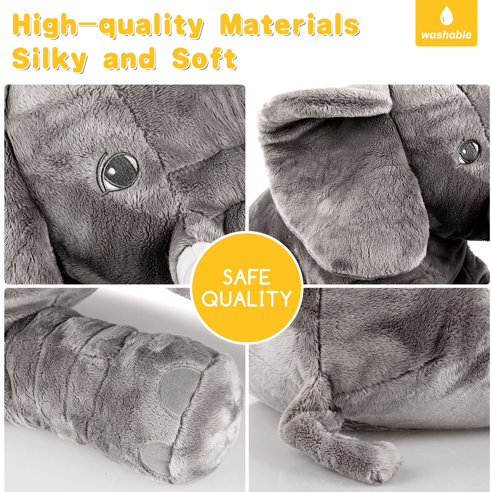 Homily elephant stuffed toy with durable filling for reliable hugs.
