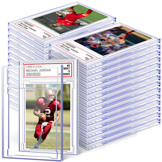 Homthy card case holder front view shows clear protection for prized cards.