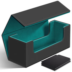 Homthy 600 Card Deck Case exterior in cyan PU leather for travel protection