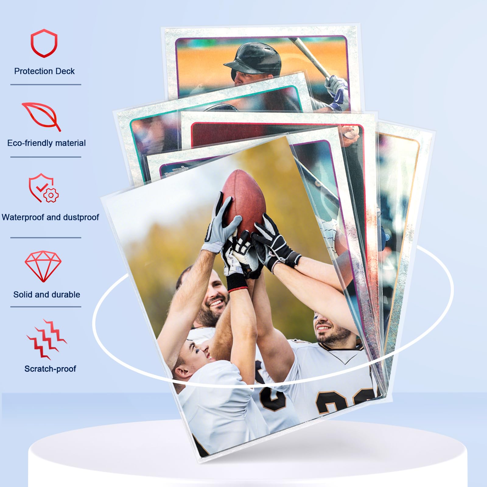 Homthy baseball card sleeves in use protect standard cards safely.