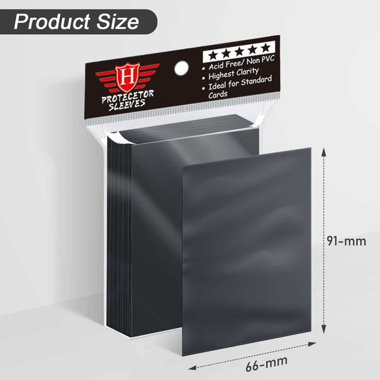 Homthy black card sleeves front view showing sleek design.