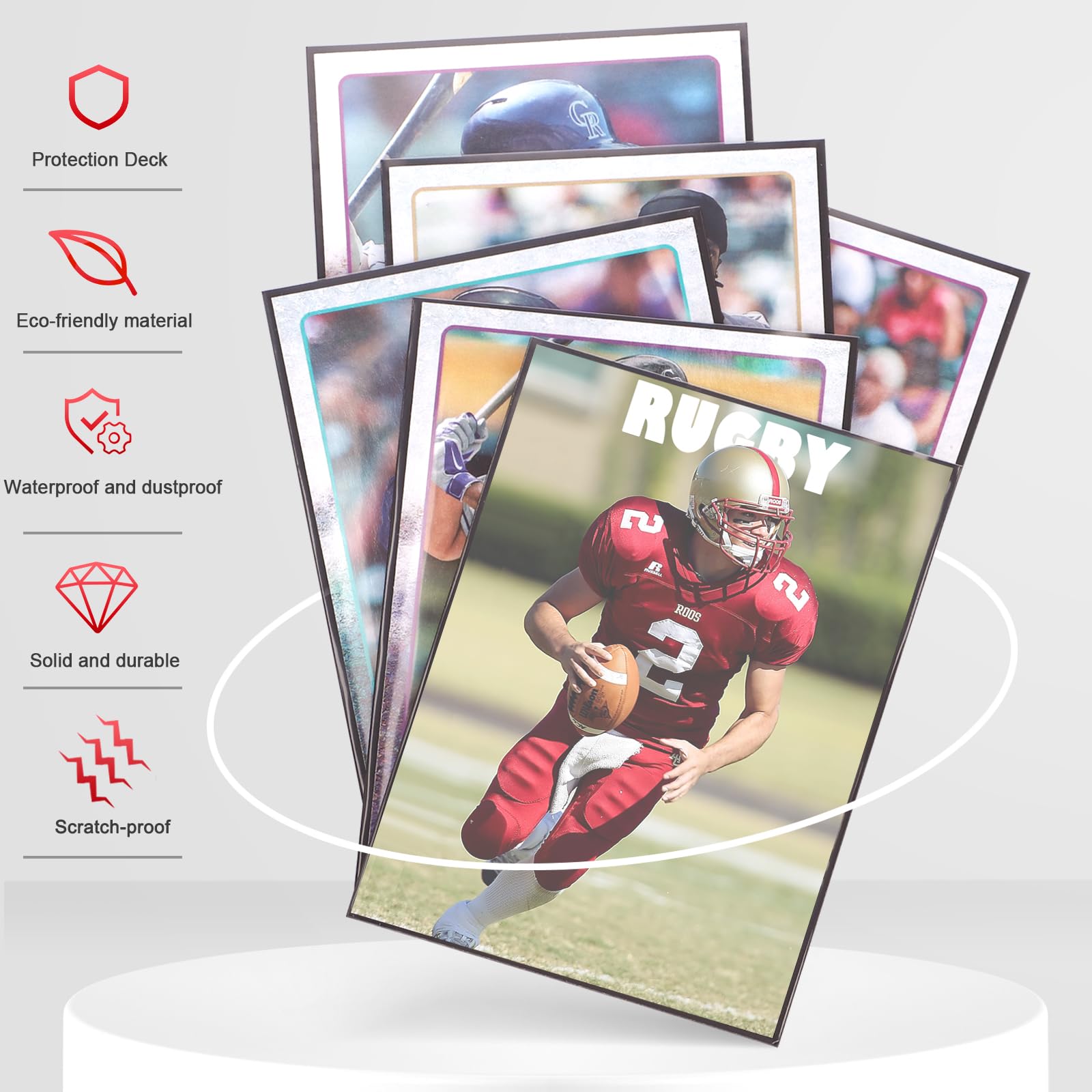 Homthy card sleeves glossy side visible for clear card display.