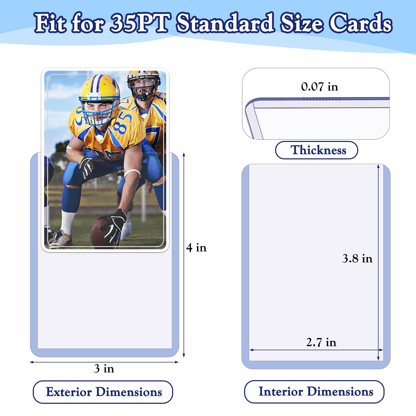 Homthy toploaders 3x4 inch with crystal visibility for organized viewing.